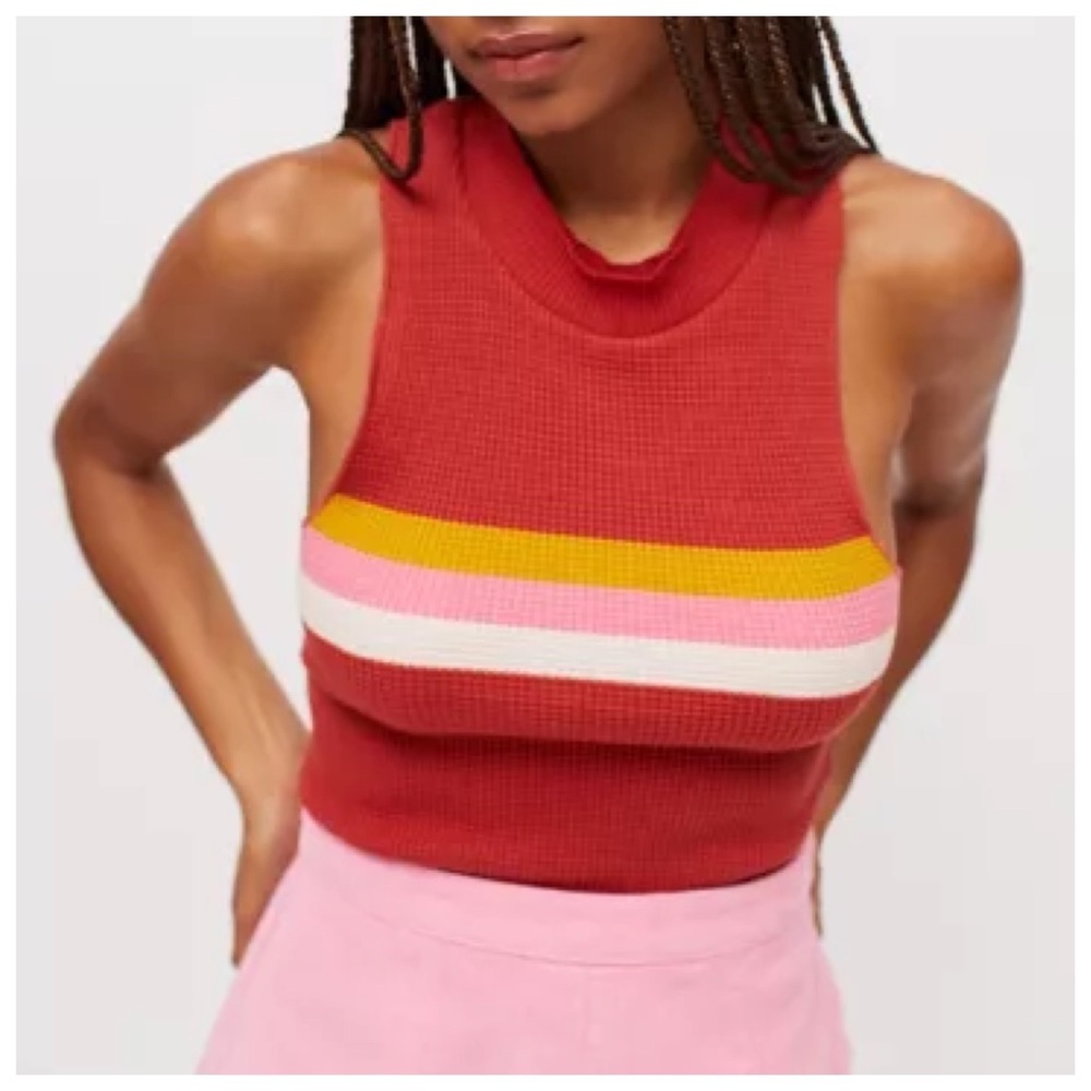 BDG Paula Waffle Racerback Tank in Red - Picture 3 of 7
